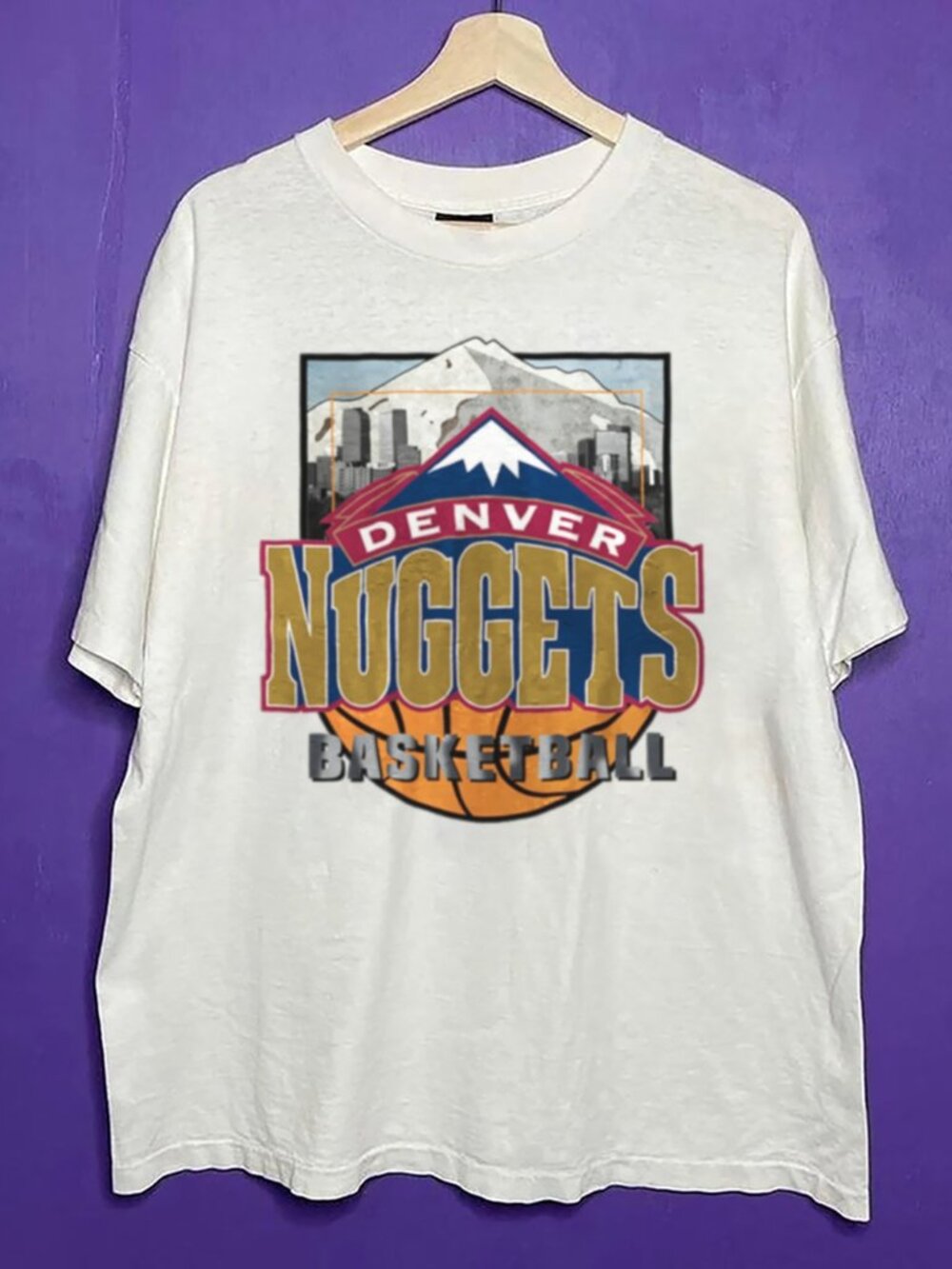 Vintage Denver Nuggets Shirt, Retro 90s NBA Denver Nuggets Basketball Shirt Tee